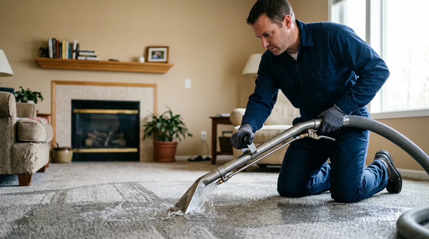 Water damage restoration technician working near Marion, WI